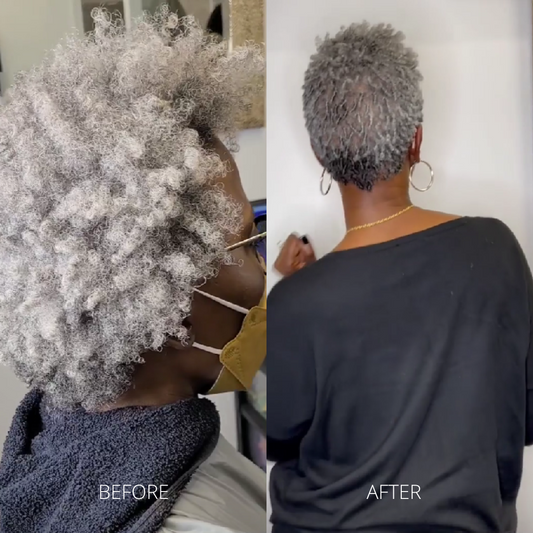Grey hair tends to be more dry, so be diligent with conditioners and moisturizers. Always use oils to seal in moisture, use a daily leave-in conditioner, and if you’re still struggling with dryness, deep condition more often- even up to once a week.